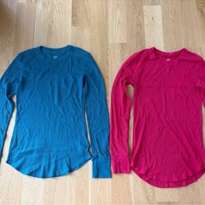 GAP Teal and Fuchsia Long Sleeve Shirts
